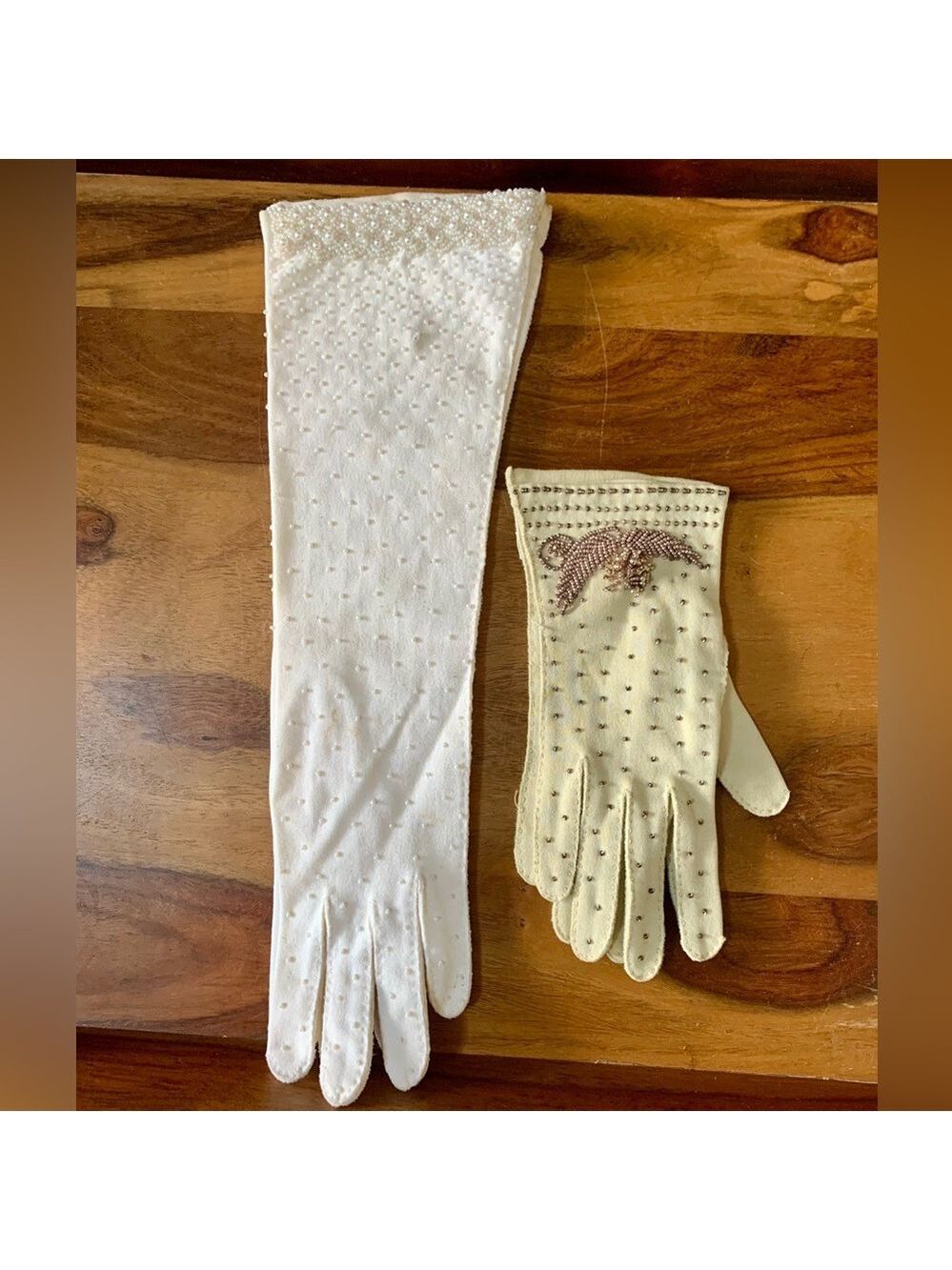 Vintage Long Pearl and Short Beaded Gloves